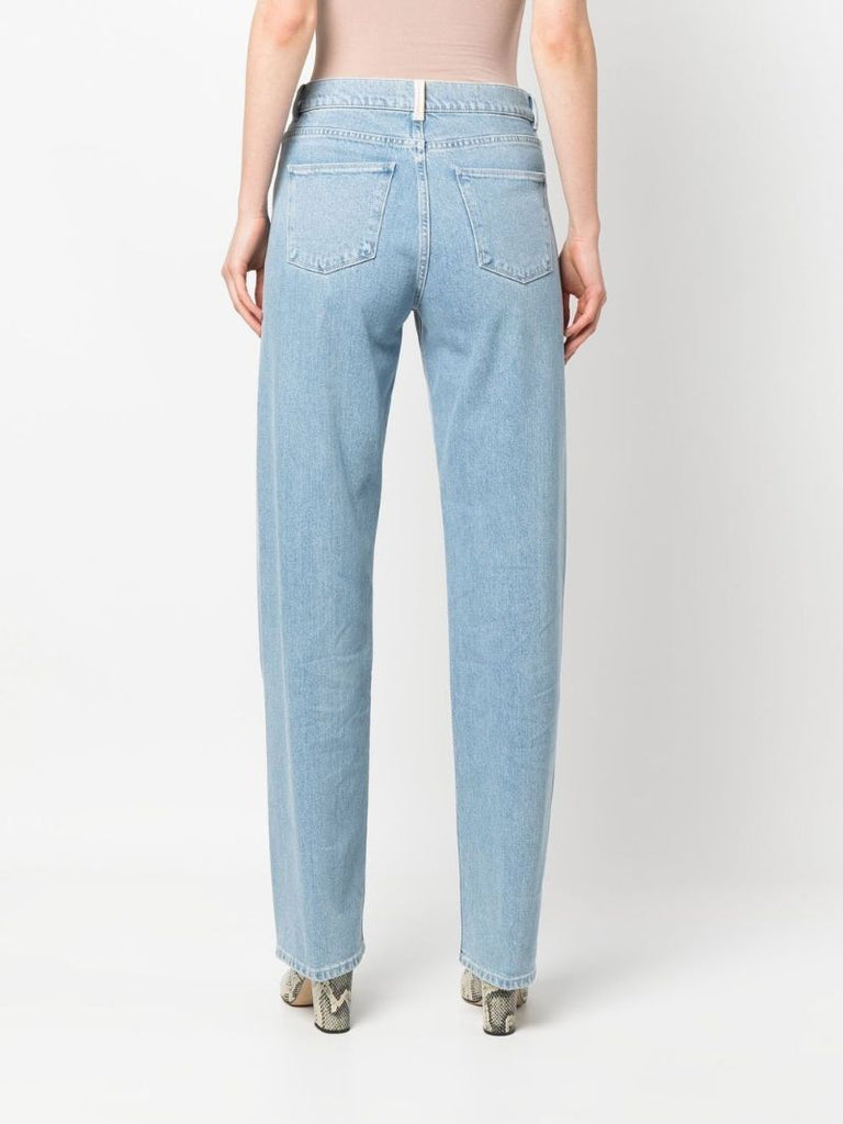 Blue High Waist Straight-leg Jeans