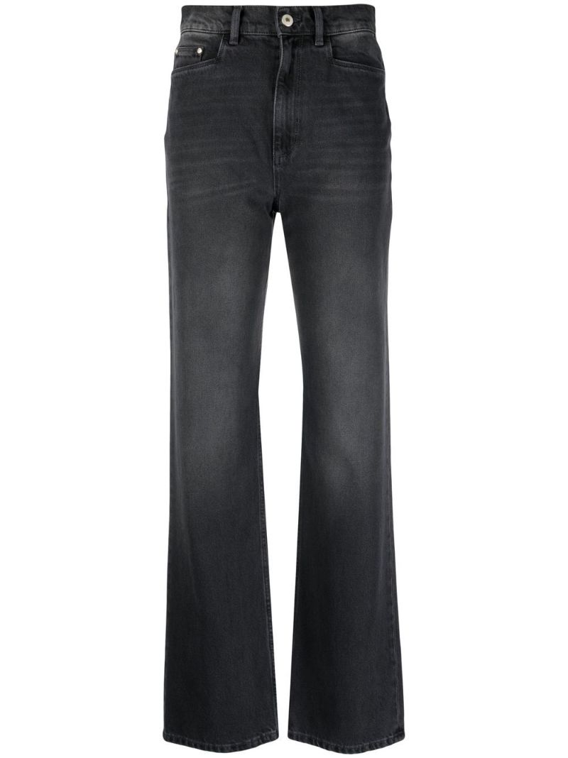 Grey High-waisted Straight-leg Jeans