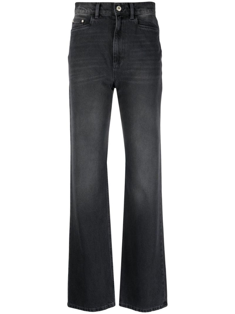 Grey High-waisted Straight-leg Jeans