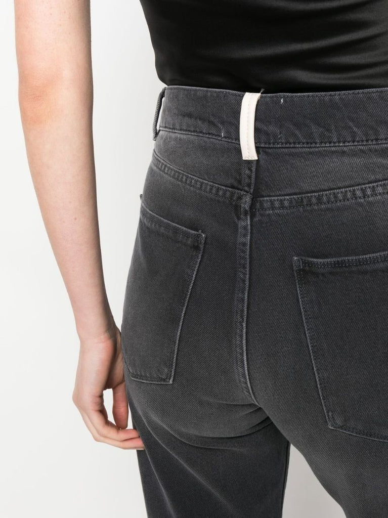 Grey High-waisted Straight-leg Jeans