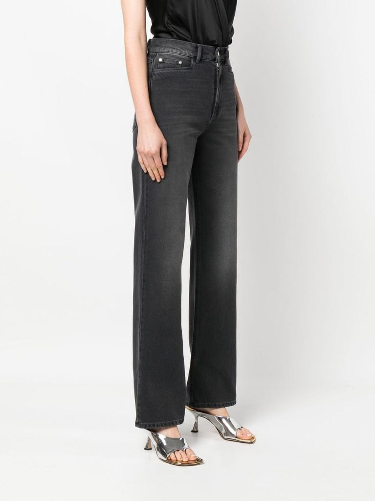Grey High-waisted Straight-leg Jeans