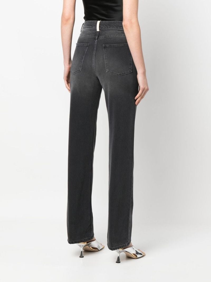 Grey High-waisted Straight-leg Jeans