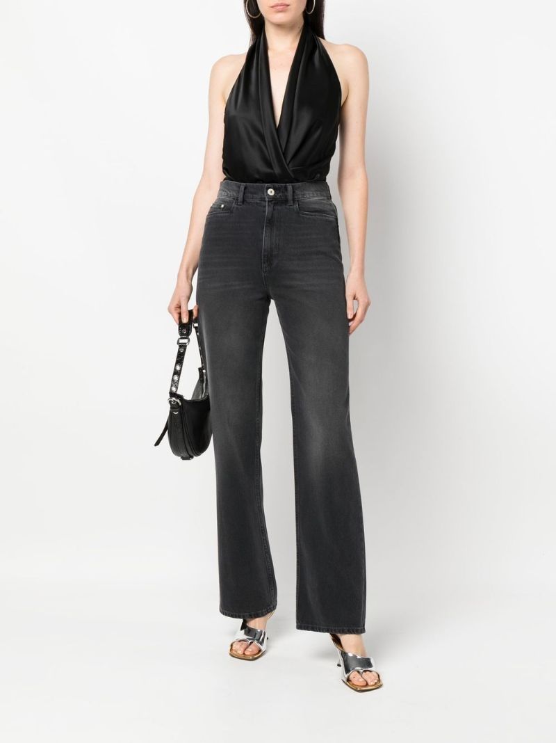 Grey High-waisted Straight-leg Jeans
