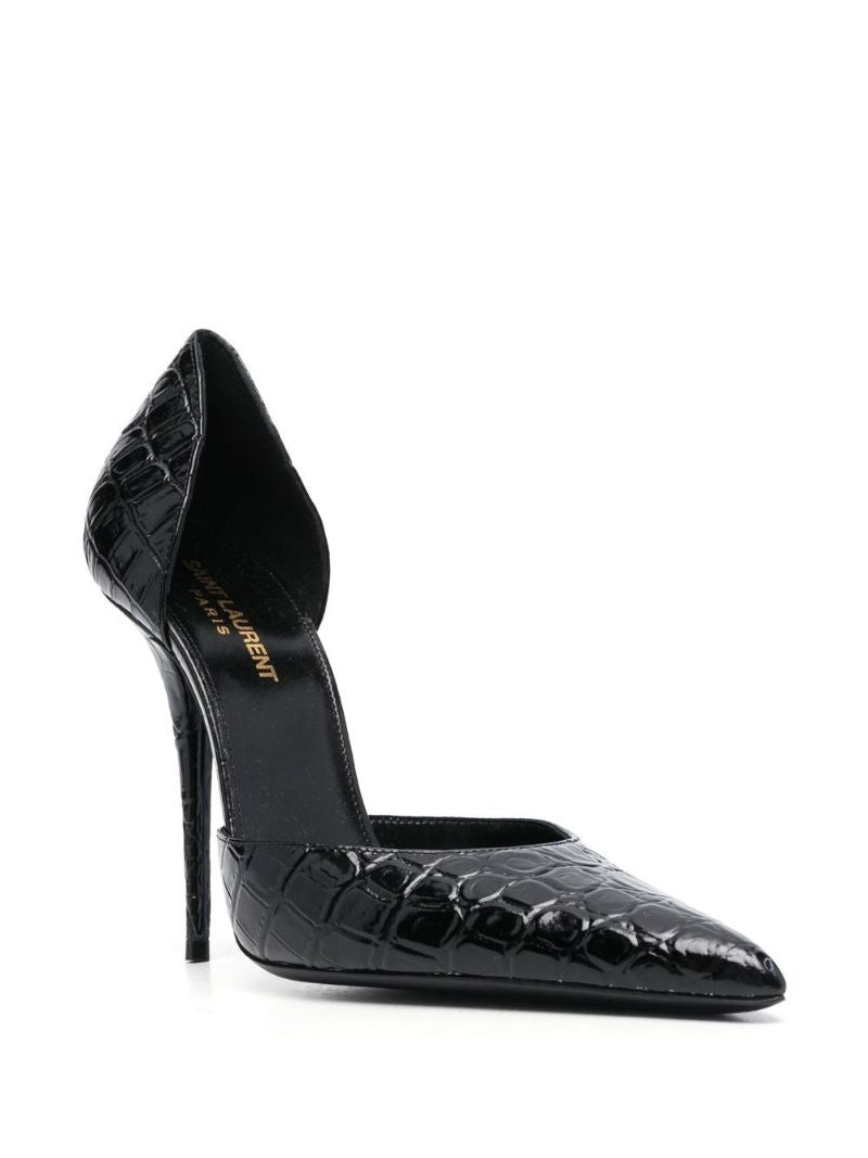 Black 110 Mock Croc Pumps