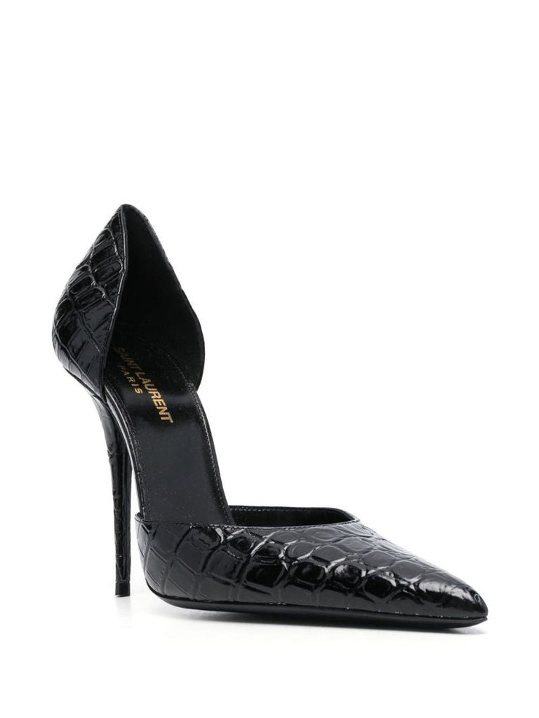 Black 110 Mock Croc Pumps