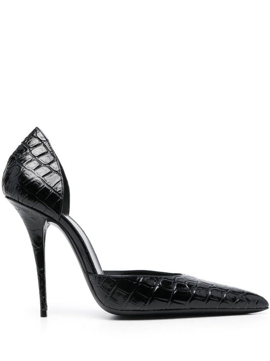 Black 110 Mock Croc Pumps