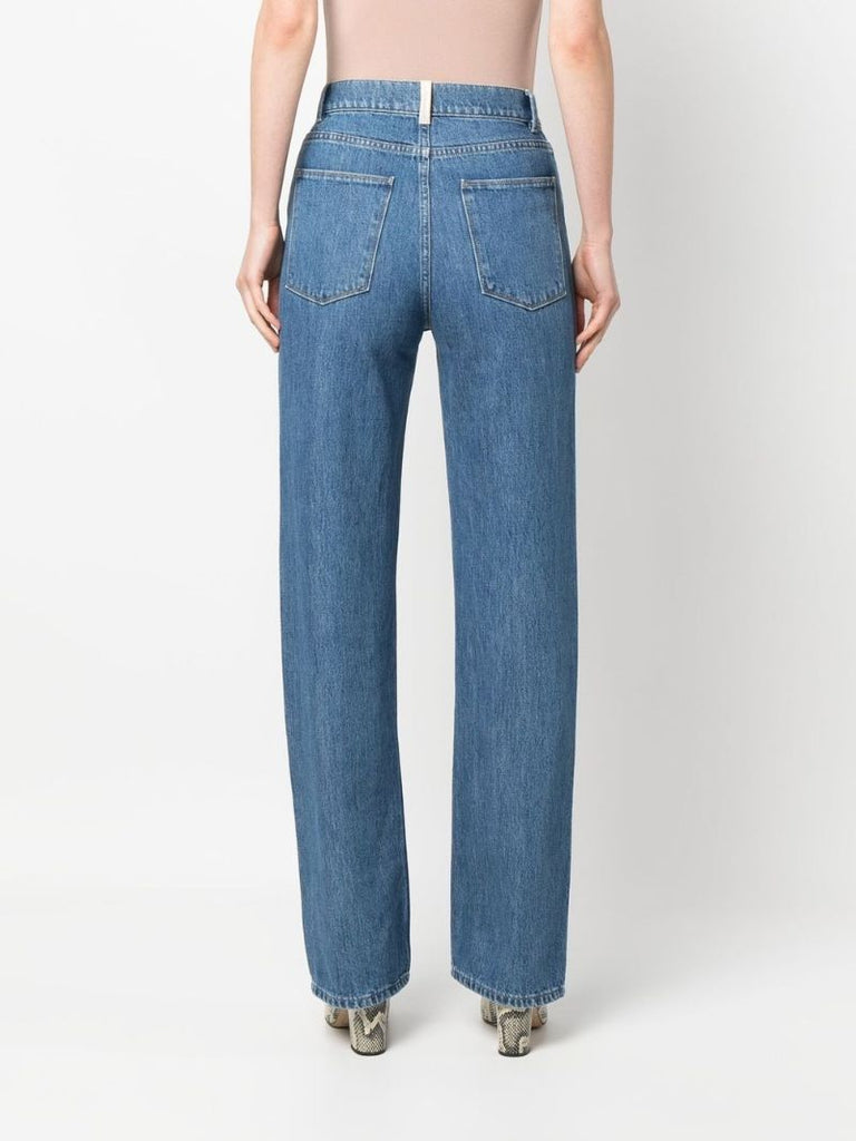 Blue High Waist Straight-leg Jeans