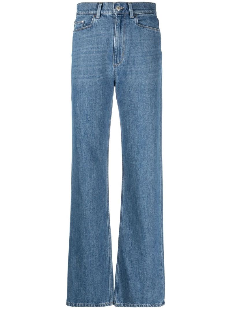 Blue High Waist Straight-leg Jeans