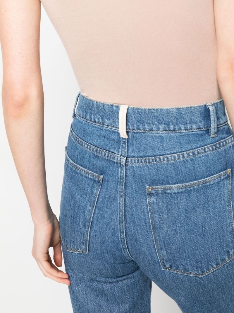 Blue High Waist Straight-leg Jeans