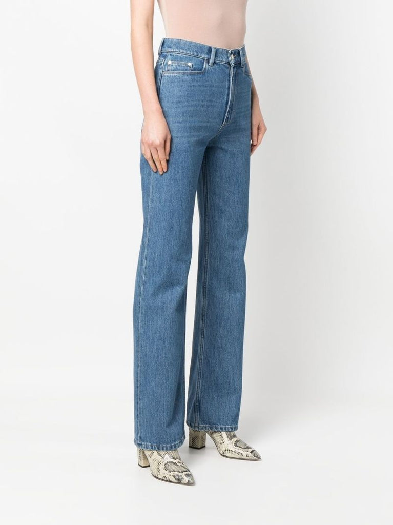Blue High Waist Straight-leg Jeans