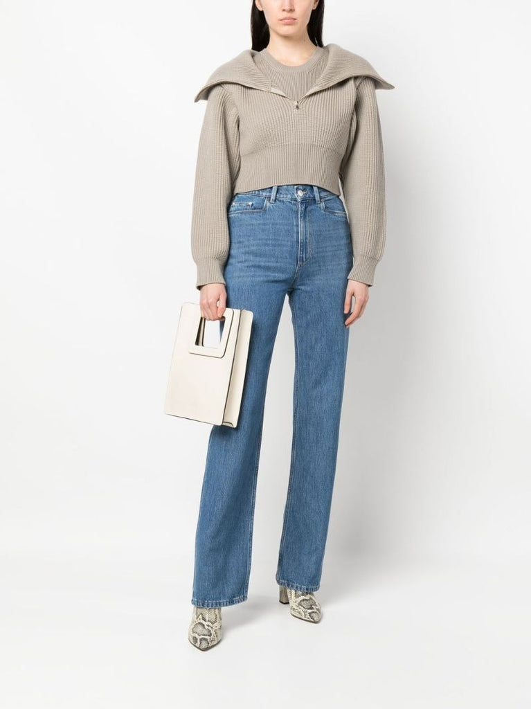 Blue High Waist Straight-leg Jeans