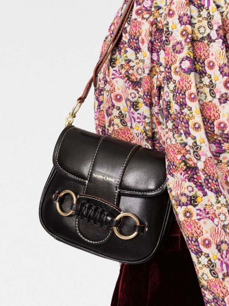 Black Saddie Leather Shoulder Bag