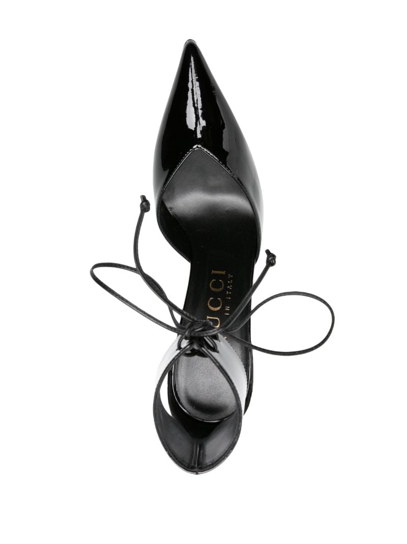 Black Lace-up Patent Leather Pumps