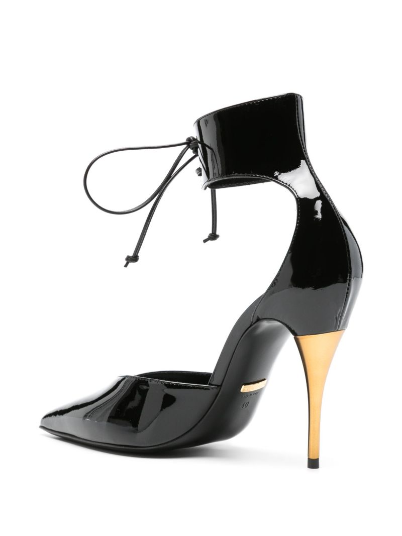 Black Lace-up Patent Leather Pumps