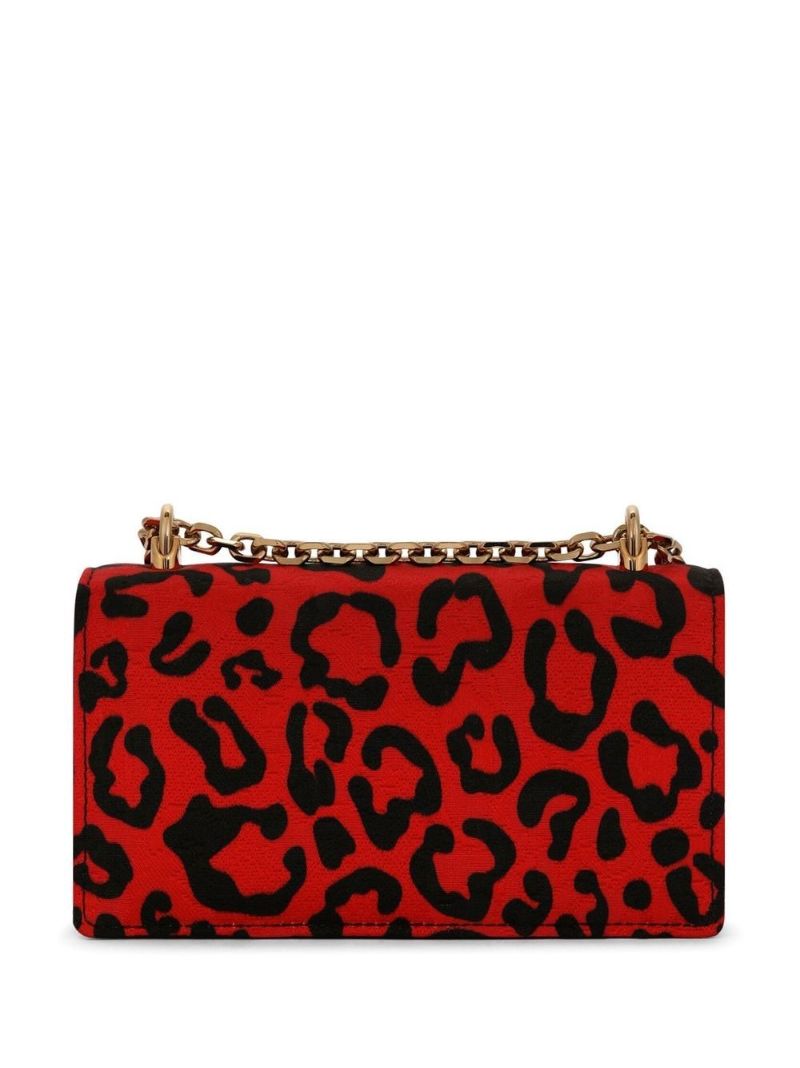 Red Brocade Dg Leopard Print Mini Bag