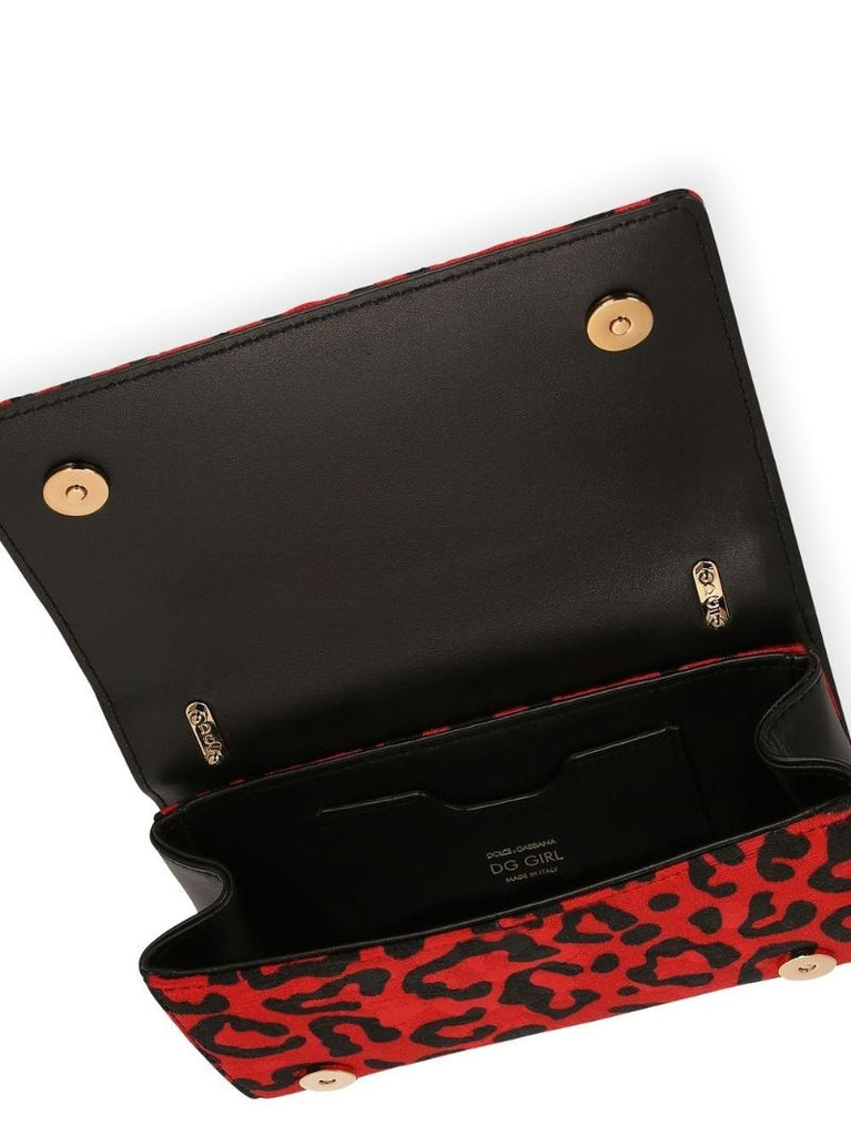 Red Brocade Dg Leopard Print Mini Bag