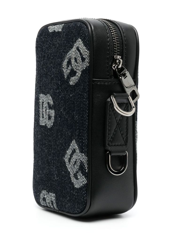 Blue Logo Jacquard Denim Messenger Bag