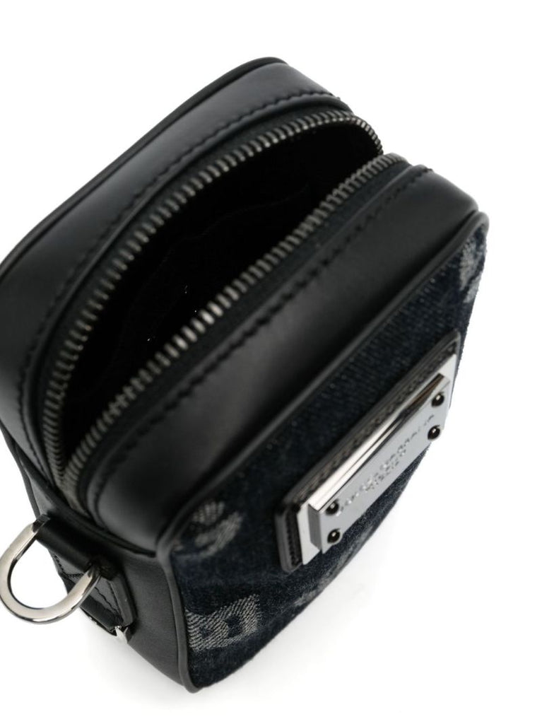 Blue Logo Jacquard Denim Messenger Bag