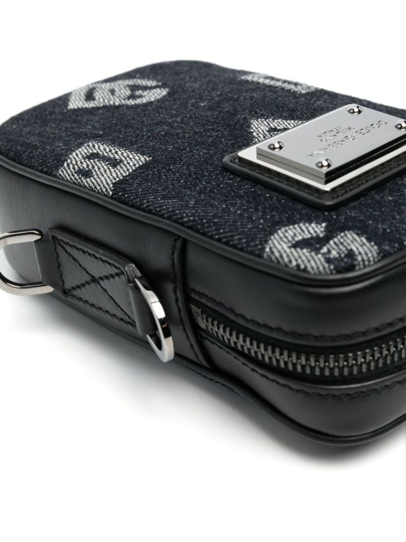Blue Logo Jacquard Denim Messenger Bag
