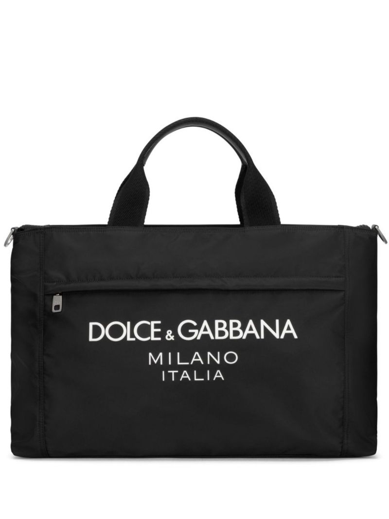 Black Logo Print Tote Bag