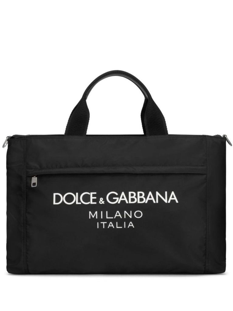 Black Logo Print Tote Bag