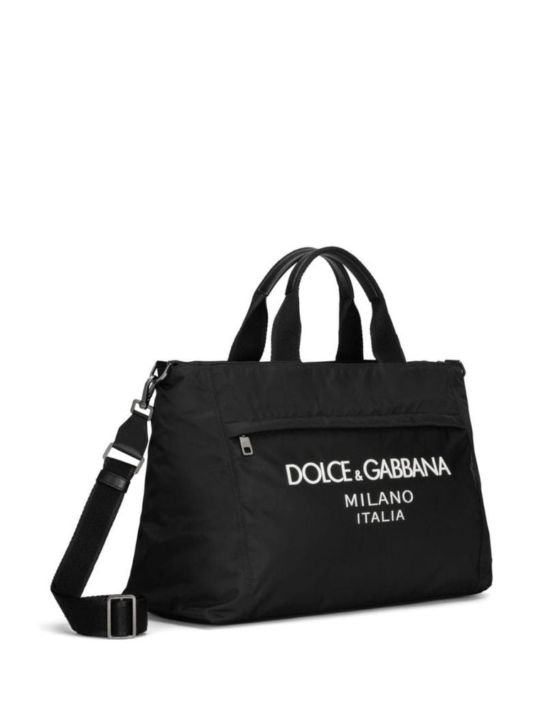 Black Logo Print Tote Bag