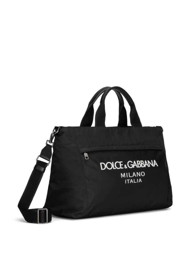 Black Logo Print Tote Bag