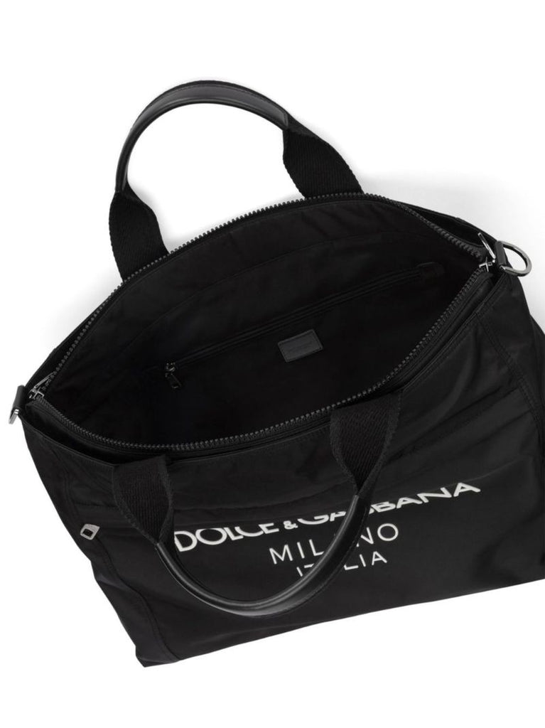 Black Logo Print Tote Bag
