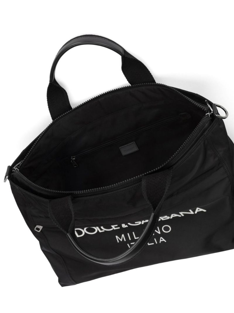 Black Logo Print Tote Bag