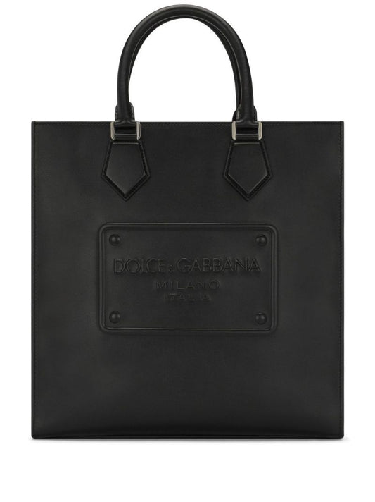 Black Raised Dg Logo Tote Bag