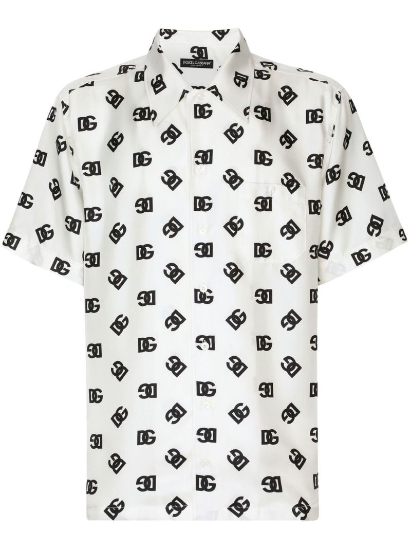 White Dg Logo Silk Shirt