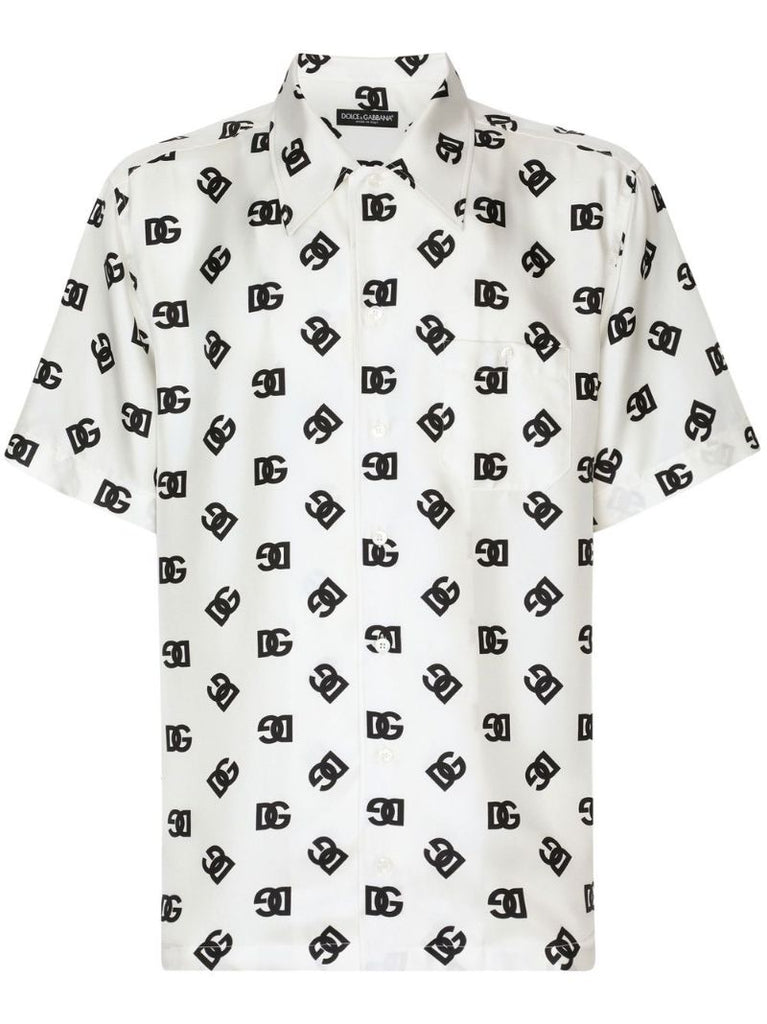 White Dg Logo Silk Shirt