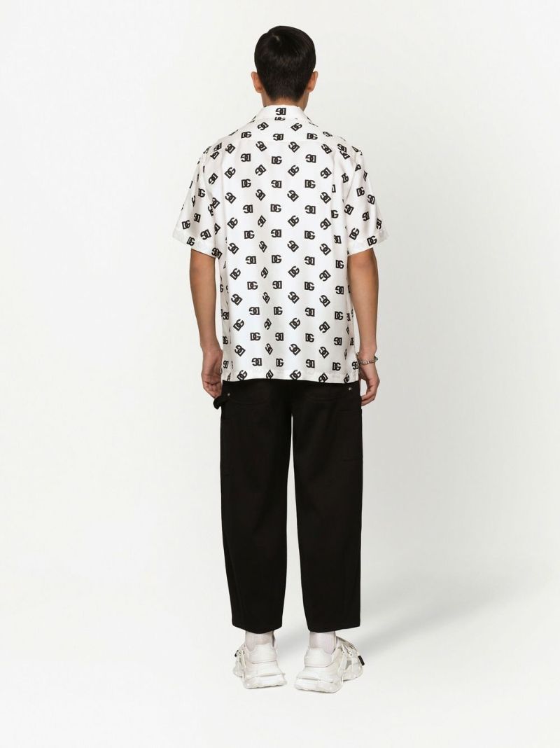 White Dg Logo Silk Shirt