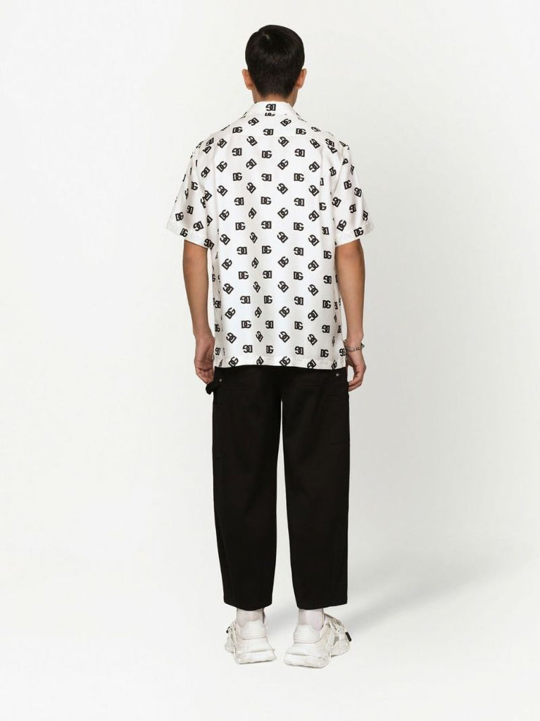 White Dg Logo Silk Shirt