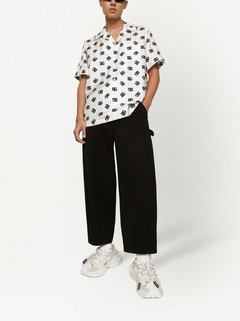 White Dg Logo Silk Shirt
