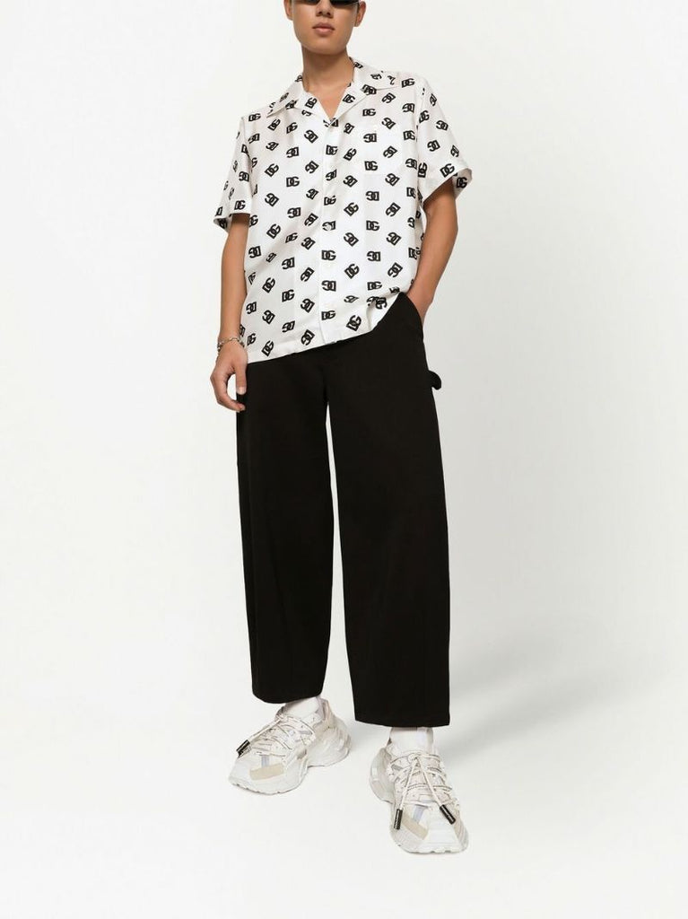 White Dg Logo Silk Shirt