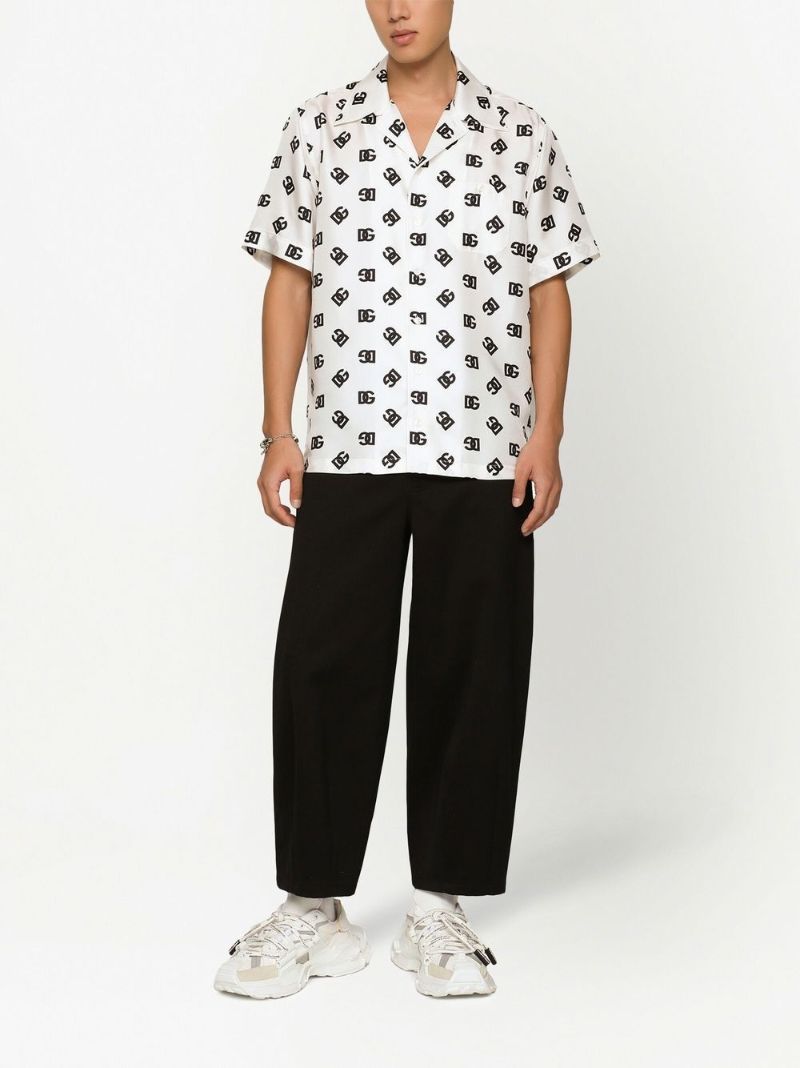 White Dg Logo Silk Shirt
