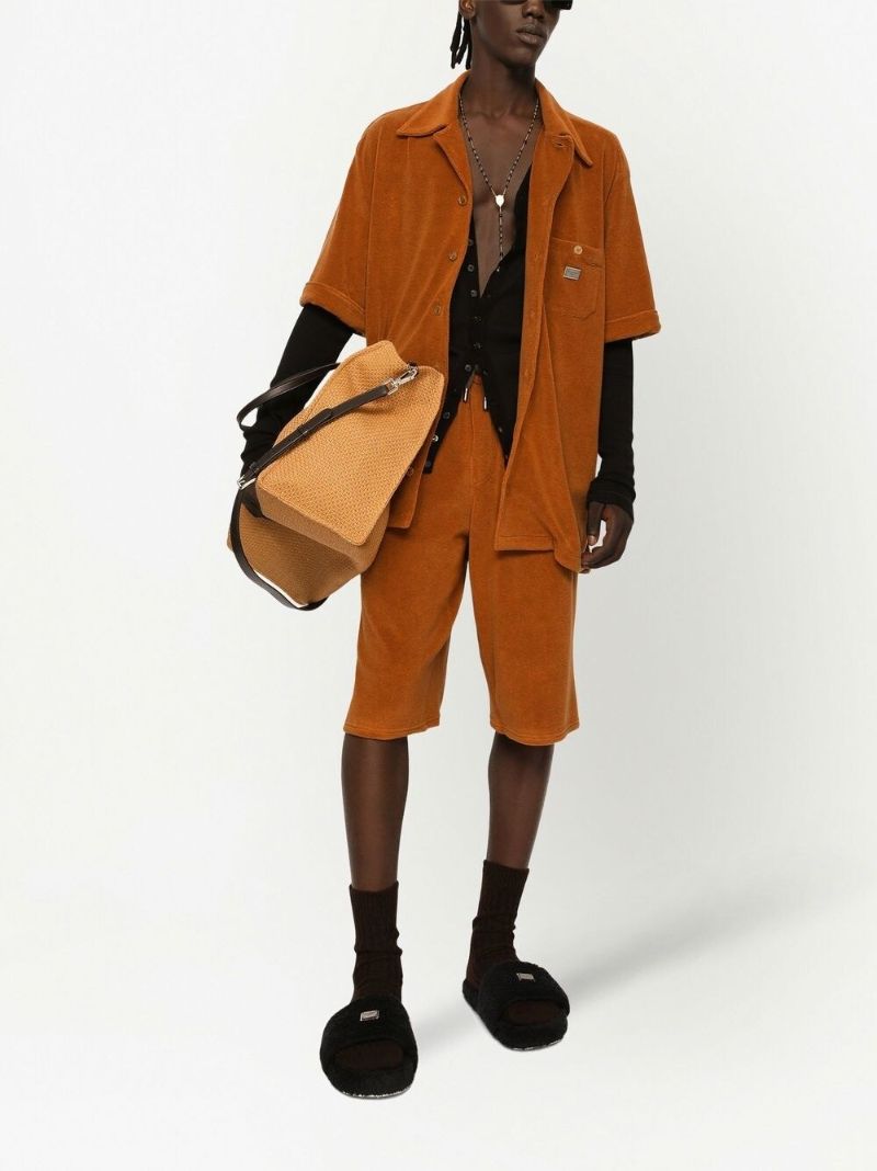 Orange Logo Plaque Cotton-terry Shorts