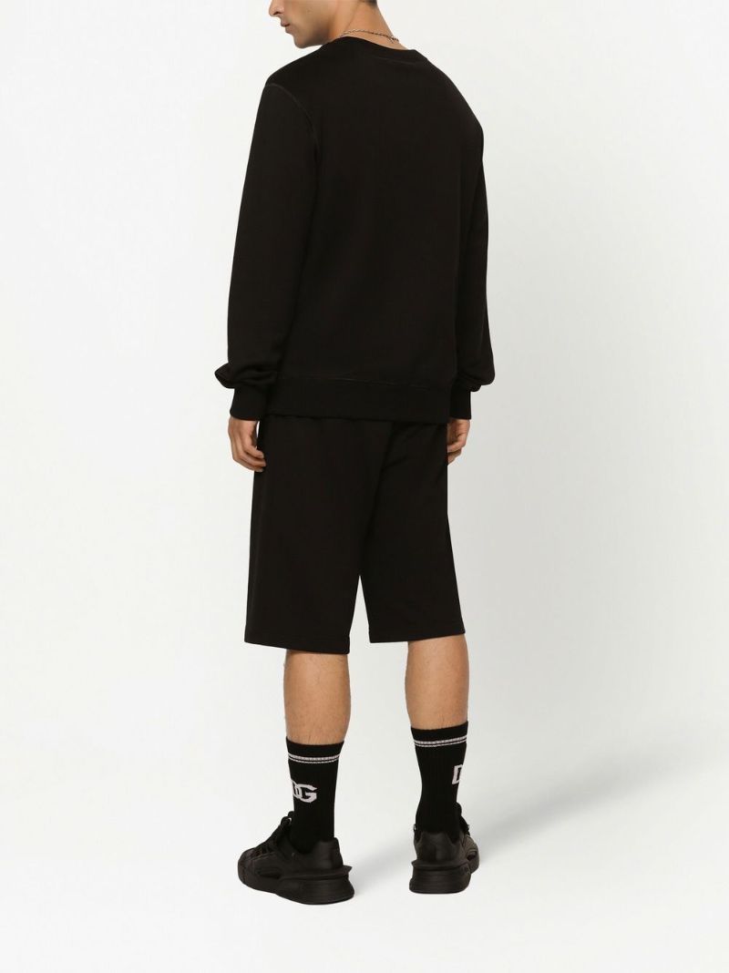 Black Cotton Drawstring Track Shorts