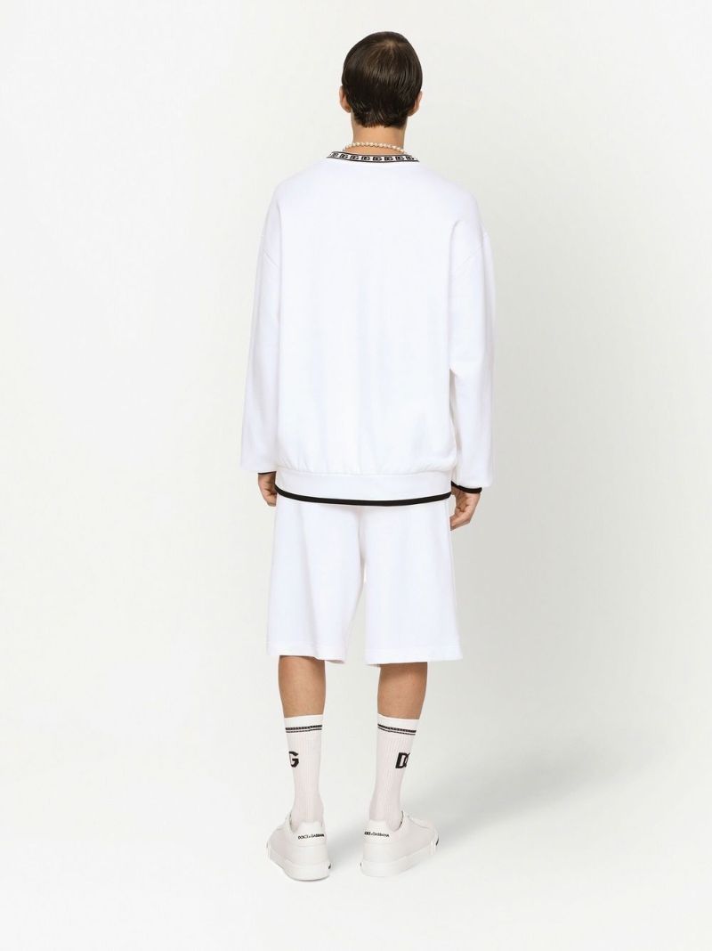 White Dg Logo Cotton Track Shorts