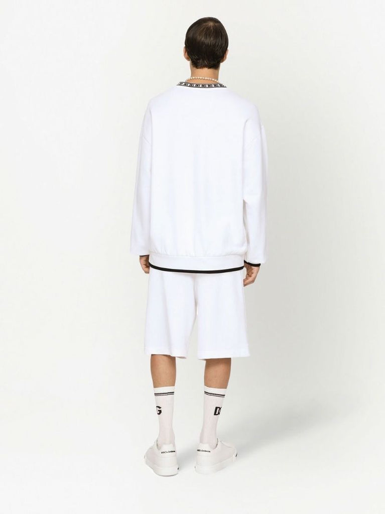 White Dg Logo Cotton Track Shorts