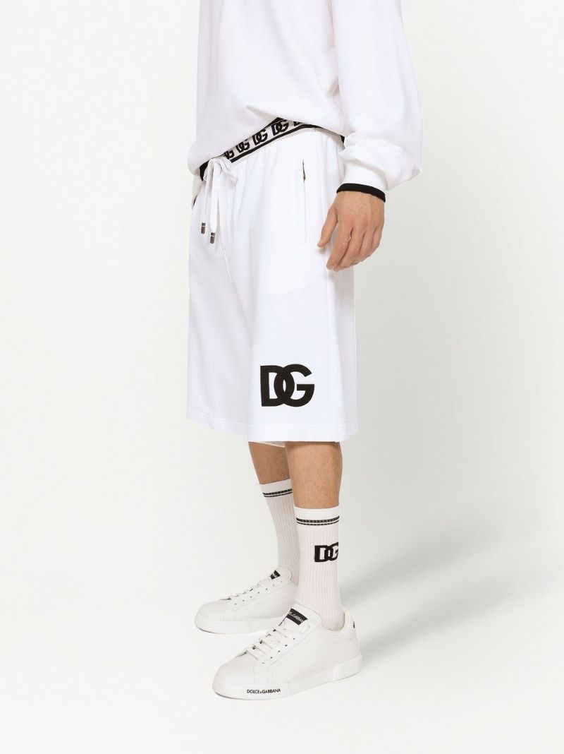 White Dg Logo Cotton Track Shorts