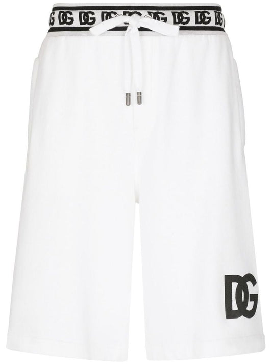 White Dg Logo Cotton Track Shorts
