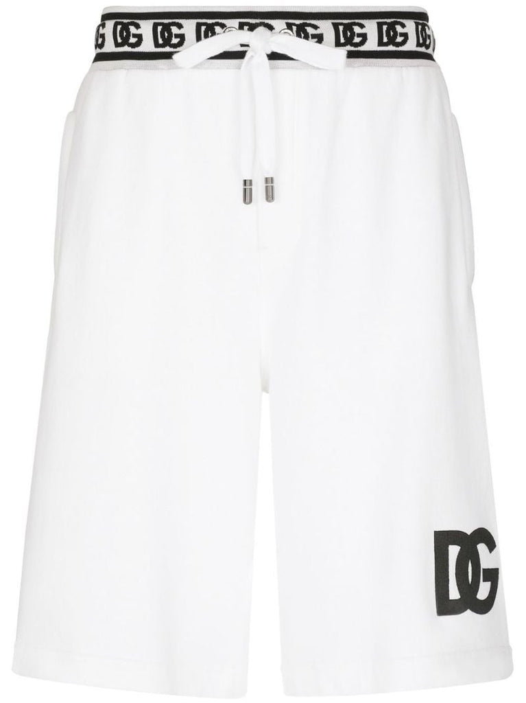 White Dg Logo Cotton Track Shorts