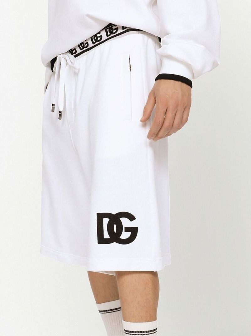 White Dg Logo Cotton Track Shorts