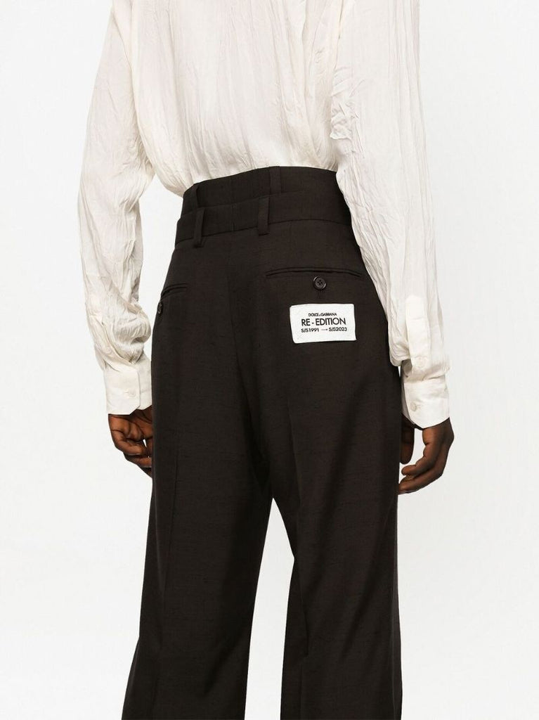 Black Double-waisted Tailored Trousers