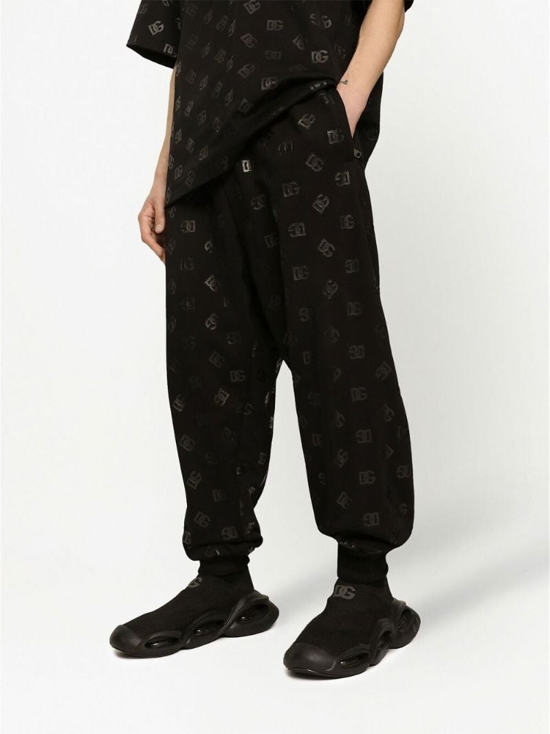 Black Logo Print Cotton Track Pants