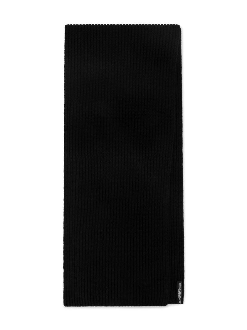 Black Logo Plaque Knitted Scarf