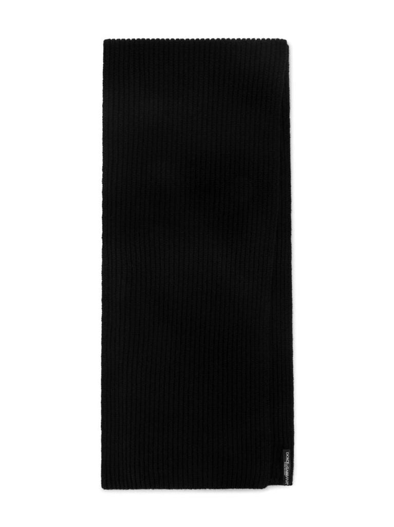 Black Logo Plaque Knitted Scarf