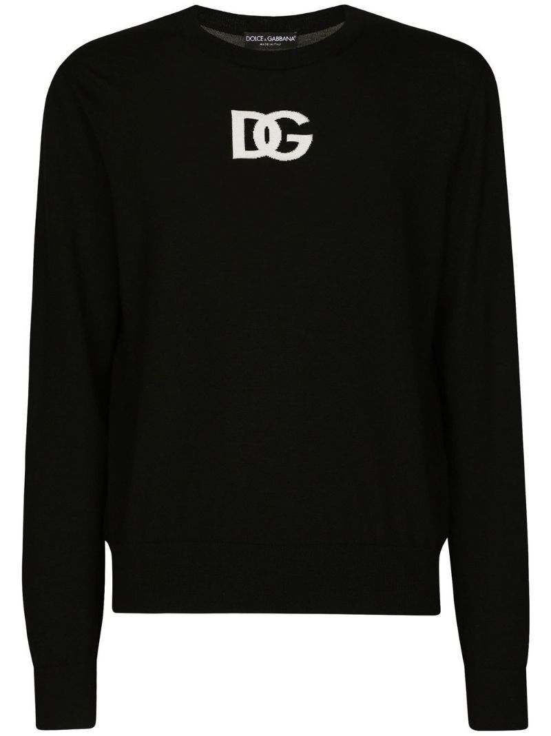 Black Logo Jacquard Sweater